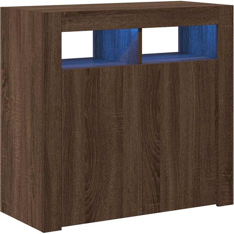 Sideboard/Anrichte/Buffet mit LED-Beleuchtung Braun Eichen-Optik 80x35x75 cm LXWW936025 (1/5)