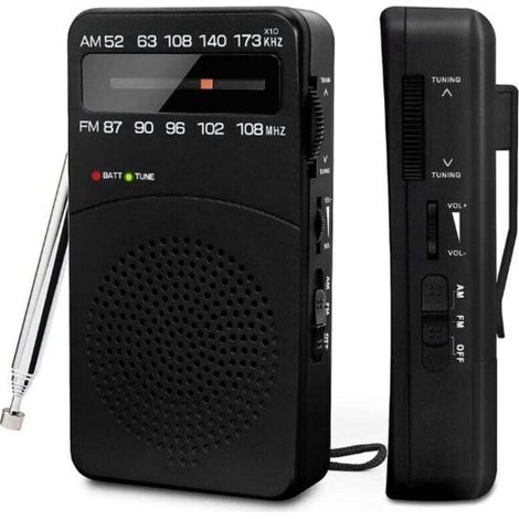 Radio Transportable, XU, AM(MW)/FM Radio a Pile, Transistor Radio de Poche avec Excellente Réception, Bouton de Réglage avec Indicateur de Signal,Mini Radio Portable - KZQ (1/4)