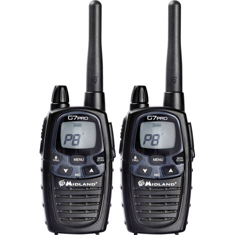 Talkie-walkie LPD/PMR Midland G7 Pro Twin – 2 unités – Écran LCD éclairé – Fonction économie d'énergie – Port pour chargeur enfichable (1/2)