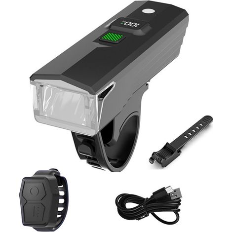 Éclairage vélo LED noir, chargement USB, avec capteur, pour le cyclisme urbain, le cyclisme sur route et les sorties nocturnes.-AquaForge (1/5)