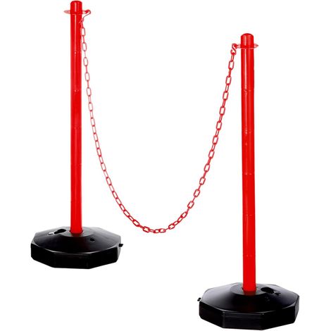 2Pcs Poteaux De Délimitation De Trafic avec Base Remplissable, Barrières De Sécurité en Chaîne Plastique De 5ft pour Contrôle De Foule Intérieur Extérieur Construction Lot, Rouge (1/5)