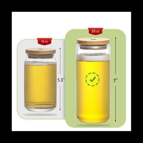 20Oz Clear Frosted Sublimation Blanks Glass Mason Jar Canette de BièRe Coupe en Verre avec Couvercle en Bambou (1/5)