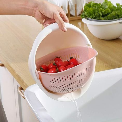 Égouttoir multifonction cuisine 2 en 1, passoire et bol de lavage alimentaire (1/5)