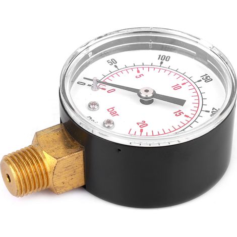 Manometer 50 mm 1/4 BSPT Messinggewinde für Kraftstoff Luft Öl Gas Wasser (0-300 PSI 0-20 Bar) (1/5)