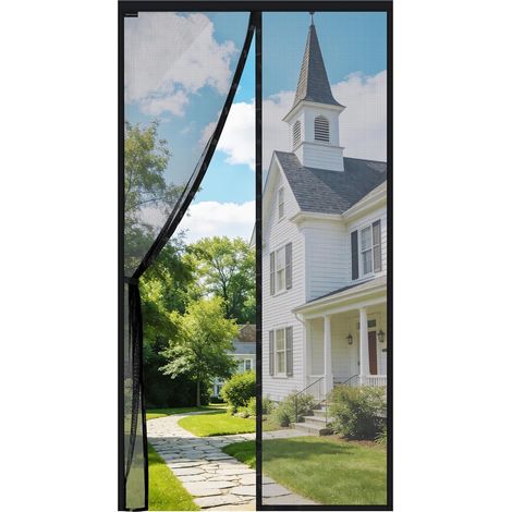Moustiquaire Magnétique Porte-Fenêtre 110x220cm Fermeture Automatique Maillage Ultra Fin Rideau Anti Insecte Porte Moustiquaire Aimantée Installation Sans Perçage avec Bande Adhésive, Noir (1/5)