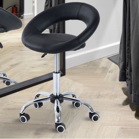 Chaise de bureau à roulettes, réglable en hauteur, PU et métal, noire HAVRYA (1/4)