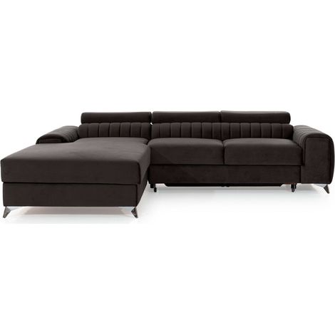 Sofá cama de esquina izquierda Gris oscuro convertible 3 plazas JAYSON diseño contemporáneo (1/5)