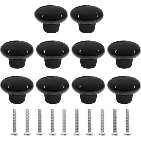 10 Pièces Poignée De Bouton De Meuble En Céramique Ornée De Style Vintage Pour Meuble Tiroir Armoire Cuisine Salle De Bains 38mm (Noir) (1/5)