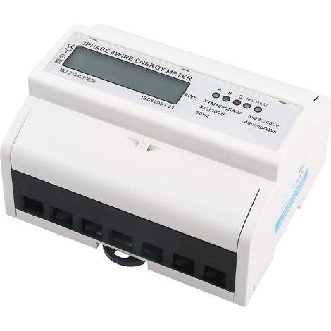 Compteur d'énergie numérique triphasé à 4 fils sur rail DIN avec écran LCD pour système de gestion de l'énergie (5-100 A) (1/5)