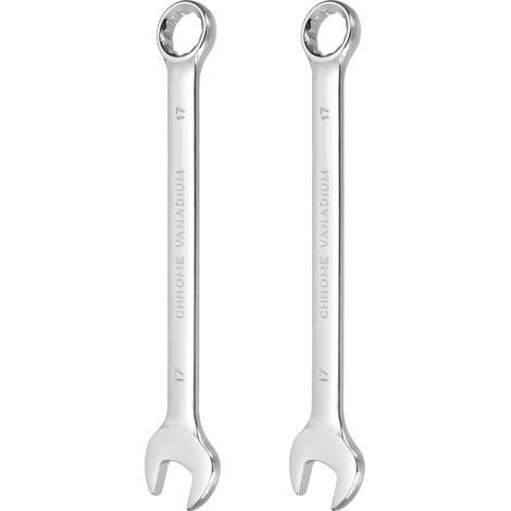 2Pcs Clé Combinée 17mm Métrique CR-V Acier Outil Silver White (1/5)