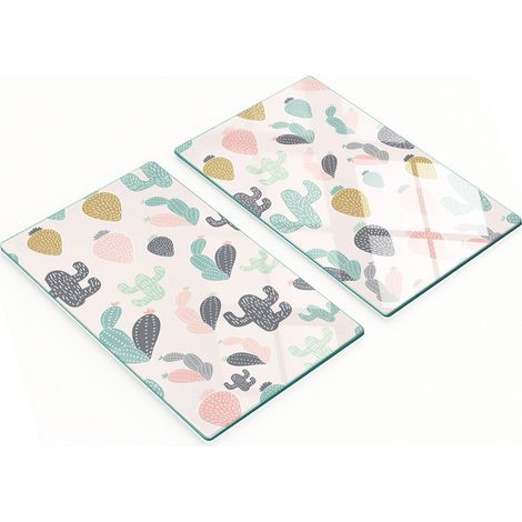 Planches à découper décoratives en verre avec motif cactus 2x30x52 cm (1/5)