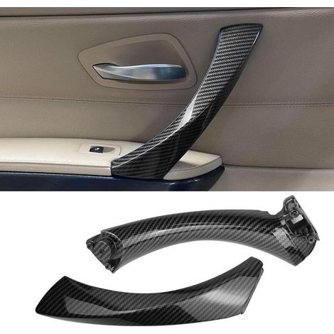 Poignée de porte intérieure gauche pour BMW Série 3 E90 E91 E92 E93 323 325 328 330 335, comprenant la poignée et le cache extérieur - fibre de carbone - DOU