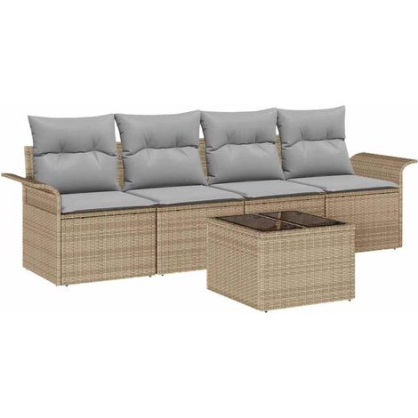 Maison Exclusive - Gartensofa-set mit Kissen 5 pcs Beige und Grau