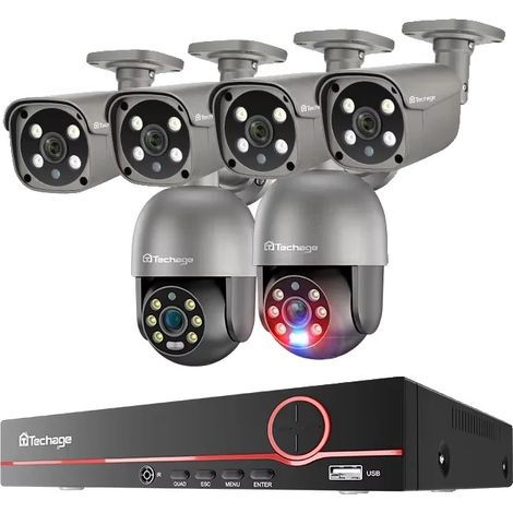 Cámara de vigilancia, resolución de 5 MP, visión nocturna, NVR de 8 canales, 6 cámaras B-a, sin disco duro integrado-b (1/2)