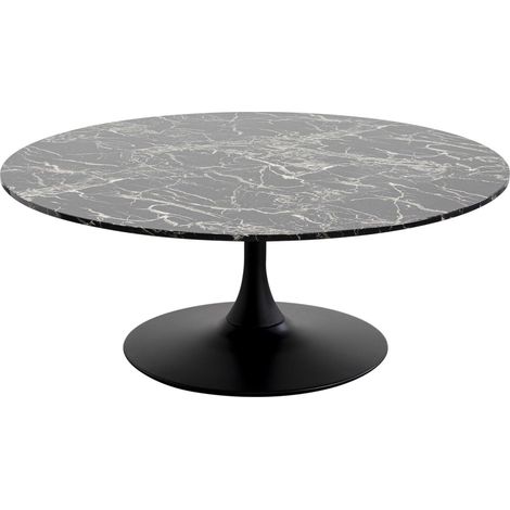 Table Basse Design marbre Noir Diamètre 120 cm Table de Salon, Structure en Acier, Plateau de Table en Bois Aspect marbre, Salon, Ronde, 42 x 110 x 110 cm (H x l x P) (1/5)