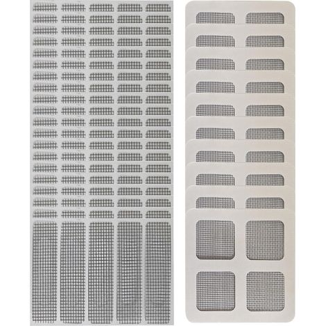 110Pcs Réparation De Fenêtres Ruban Auto-Adhésif Pour Anti Insectes Moustiq,Réparer les Toile Moustiquaires Ruban à Mailles en Tissu De Réparation Fibre De Verre Patch étanche Pour Fenêtre De De écran (1/5)