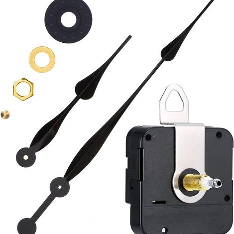 Set di meccanismi per orologi fai-da-te e restauro di orologi da parete - Meccanismo completo con lancette - Ricambi precisi - Movimento al quarzo silenzioso (1/2)