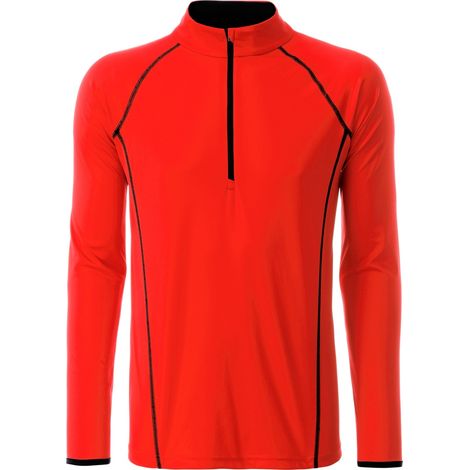 James & Nicholson Langarmshirt Herren JN498 Gr. S bright-orange/black (1/4)