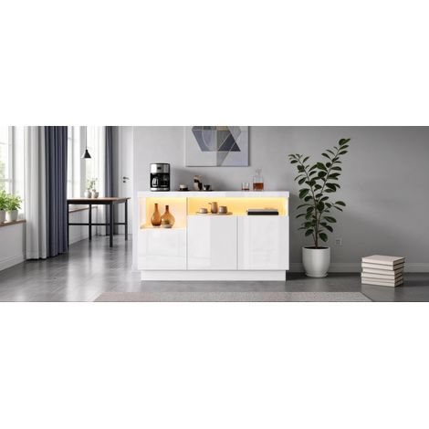 Buffet lumineux LED avec contrôle par application, meuble de rangement à étagères en acrylique, console moderne pour salon, armoire TV élégante (1/5)