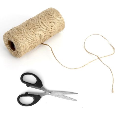 Corde Jute et Ciseaux Corde Naturelle Résistante à la Déchirure 100 m x 2 mm Fil Jute Ficelle Décoration Artisanat Emballage pour Bricolage, Reliure, Artisanat Matériau d'emballage (1/5)