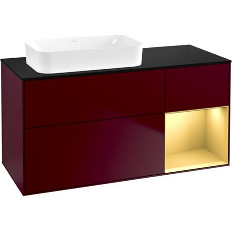 V&B Waschtischunterschrank Finion 120x60 cm, Reg re Gold matt, Peony Matt (1/2)