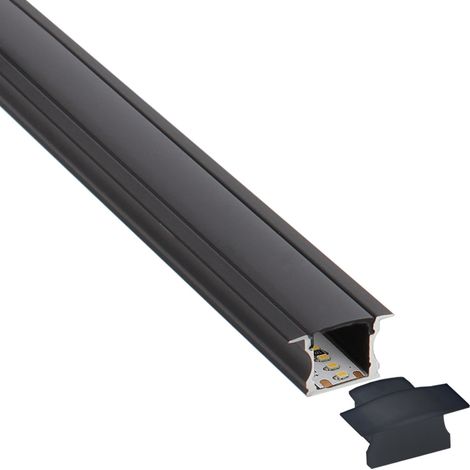 KIT - Profilé en aluminium RIDA pour bandes LED, 1 mètre, noir
