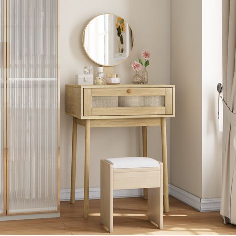 Toeletta con specchio e cassetti effetto rovere OKMYHOME (1/5)