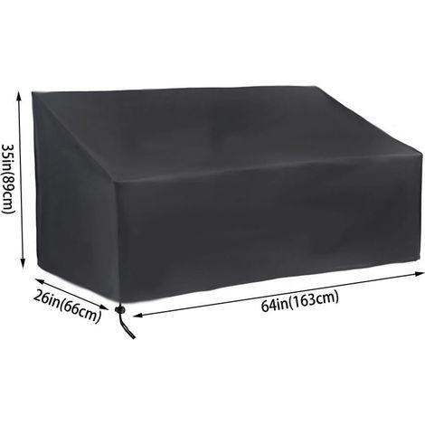 Housse De Banc De Jardin - Imperméable - Polyester Oxford 600D - Pour 2 3 Ou 4 Places - Noir (1/5)