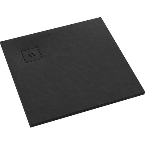 Receveur de douche en acrylique noir structure en pierre carré siphon extraplat VIEGA TYTANIT 100 x 100 (1/5)