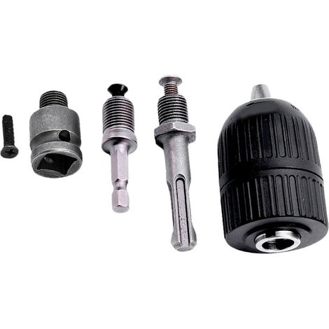 Mandrin électrique tout plastique 1 pièce + connecteur fileté 1/2, serrage manuel 2-13MM, jeu de 3 tiges adaptatrices, vente exclusive Mexique, sans échantillon. (1/5)