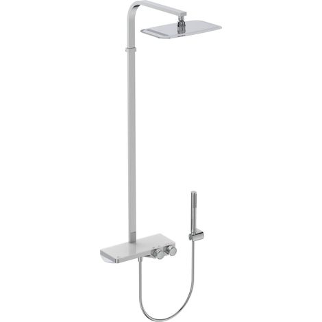 Colonne de Douche Thermostatique Tête Douche Rectangle 30 x 20 cm Douchette Stick 1 Jet Anticalcaire Etagère Tablette Rangement Economies d'Eau Douche Baignoire (1/5)