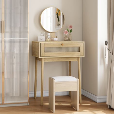 Tocador con espejo y cajones efecto roble OKMYHOME (1/5)