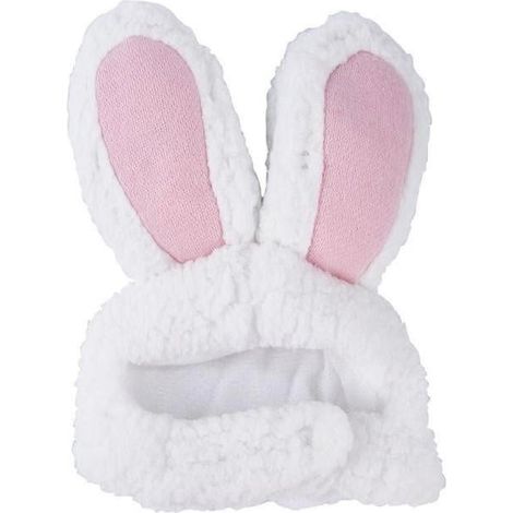 Chapeau Oreilles De Lapin - Pour Chat Et Chien Petit Taille - En Coton Blanc - Largeur 30 À 34 Cm Hauteur 17 Cm - 1 Pièce (1/5)