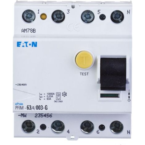 Interruptor diferencial Eaton pfim-63/4/003-g 63A 0,03A