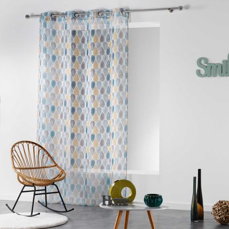 Rideau Voilage "Palpito" 140x240cm Blanc & Bleu