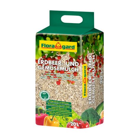 Floragard Erdbeermulch, Gemüsemulch, beugt Schneckenbefall vor, Abdeckmaterial, Kleintiereinstreu aus Miscanthus 1 x 20L (1/4)