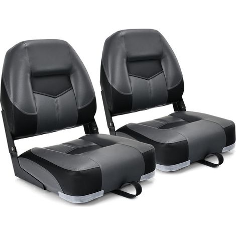 Design Pliable en PVC Étanche Confort Assuré Lot de 2 Sièges de Bateau pour Pêche et Navigation Noir (1/5)