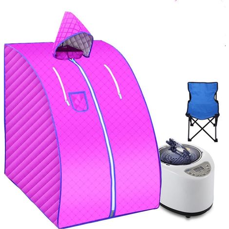 Kit de sauna portatif Tente à vapeur portable, sauna, bain à domicile, 1000 W, 2,0 L, comprend une chaise pliable, facilite l'insomnie, support de tuyau en acier inoxydable Tente de sauna personnelle (1/5)