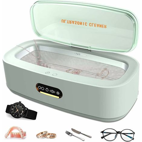 Nettoyeur à Ultrasons [300ml], Appareil de Nettoyage Ultrasons 45000 Hz, avec 4 Réglages du Temps pour Nettoyer les Bijoux, Montres, Lunettes, Ustensiles et Dentiers (1/5)
