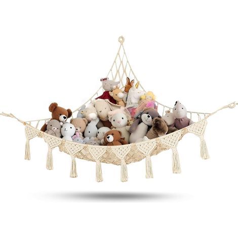Amaca portaoggetti di grande capacità per peluche, ideale per appendere i peluche nelle camerette dei bambini. (1/5)