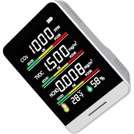 Rilevatore di CO2, tester di particelle nell'aria, trasduttore digitale, misuratore di umidità, sensori, analizzatore, monitor della qualità dell'aria, rilevatore di anidride carbonica, sensore bianco (1/5)