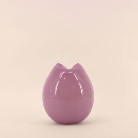 Vase ondulé en verre opaque rose, H22cm (1/5)