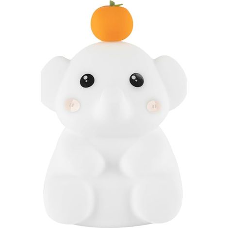 Lampe éléphant mignon, veilleuse en silicone avec minuterie de 30 minutes, lampe de chevet rechargeable avec contrôle tactile, blanc (1/5)