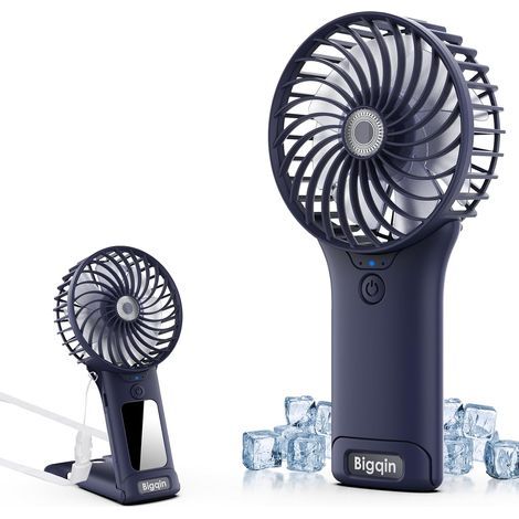 Mini Pocket Fan, 2000mAh Portable Fan, USB Rechargeable 4 Speeds with Mirror, Lightweight Powerful Fan for Outdoor Office Cool Yourself, Blue (1/5)