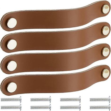 OEM-4er-Packung 8-Zoll-Schrankgriffe aus echtem Leder, handgefertigt aus weichem Leder, dekorative Griffe für Kommoden, Schubladen, Küchenschränke und Türen mit S