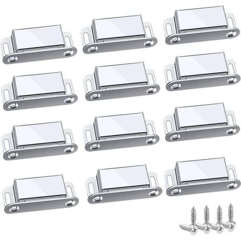 Magnetic Latches, 12 Pieces Magnetic Latches, Powerful and Robust, Up to 6kg, for Drawers, Shower Doors, Wardrobes, Cupboards, Cabinets, Furniture (45mm-12pc) (1/5)
