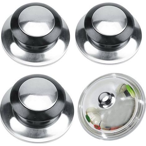 Boutons de couvercle - casseroles - Bouton - Couvercle - Casserole - Lot de 3 Noir (1/5)