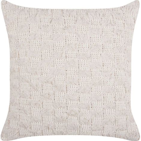 Coussin en Tricot en Coton 45 x 45 cm Salon Chambre Bureau Beige Basalim (1/5)