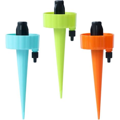 3 Pièces Piquet à Arrosage Automatique avec Arroseur Goutte à Goutte à Débit Lent en Plastique, Contrôle de Débit Réglable pour Plantes en Pot (1/5)