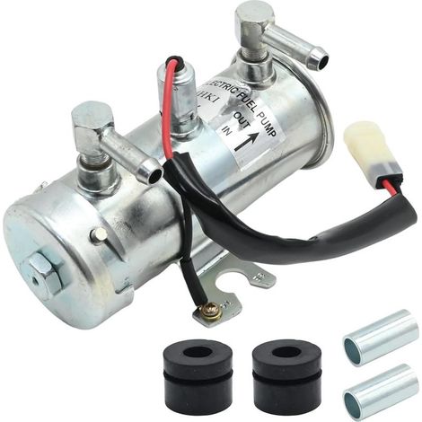 12-V-Elektrokraftstoffpumpe, universelle, rot facettierte, selbstansaugende Zylinderpumpe in hoher Ausführung für Benzin und Diesel, für Pkw- und Transportermotoren (1/5)